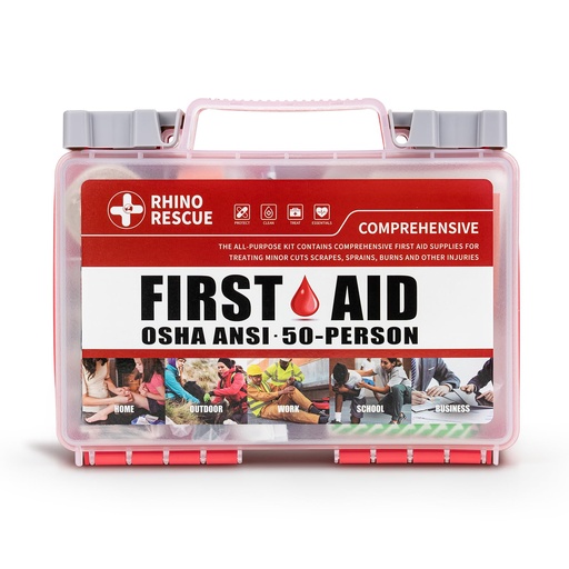 [BRSRAEI7BYBBOCQ3] RHINO RESCUE 278pcs First Aid Kit, All-Purpose 50-Person | Home & Office Emergency Medical Supplies, for Minor Cuts, Scrapes, Burns, HSA/FSA Approved