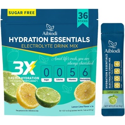 Electrolytes Powder Packets - Sugar Free & Zero Calorie Liquid Daily Drink Mix - Instant Hydration & Energy Supplement with 6 Electrolytes and 5 Vitamins, Keto Friendly & Vegan - 36 Sticks