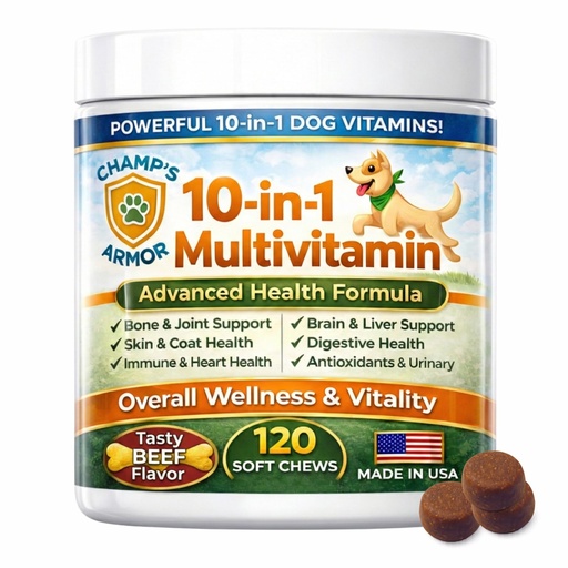 [BRSREGL4DMMAGCL4] Dog Multivitamin 10-in-1 with Glucosamine - Hip Joint Support, Skin & Coat, Digestive Health, Immune Boost - Salmon Oil, Probiotics, MSM - All Natural Daily Chews for Dogs All Breeds - 120 Count