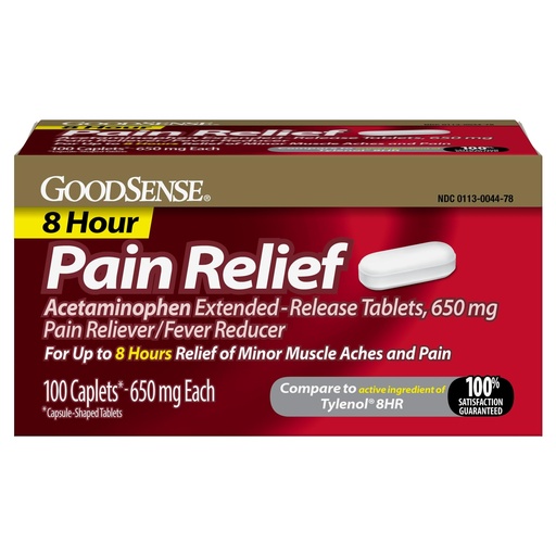 [BRSRGC3YAQFAGYI3] GoodSense Acetaminophen Extended-Release Tablets 650 mg, Pain Reliever and Fever Reducer, 100 Count