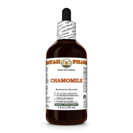 [BRSRABIFBABBECD5] Chamomile (Matricaria Recutita) Dry Flower Glycerite, Made in Hawaii, Raw Materials, All Natural, Vegan, Lab Tested Alcohol-Free Liquid Extract - 4 fl.oz