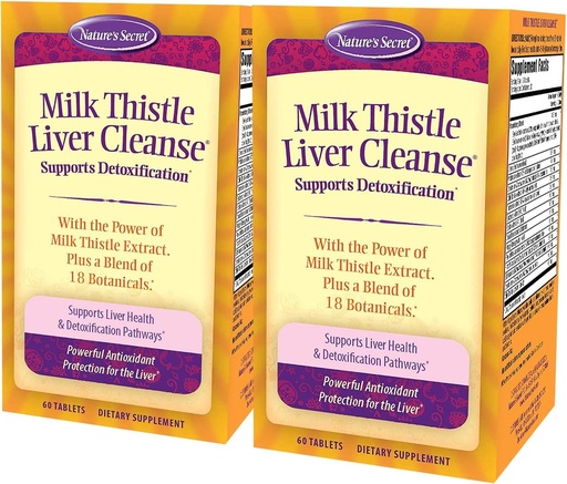 [BRSWYHD4B56GYALK] Nature's Secret Milk Thistle Liver Cleanse - Supports Healthy Liver Function & Detoxification -18 Botanical Blend Turmeric, Dandelion, Beet, & Artichoke - Natural Powerful Antioxidant (Pack of 2)