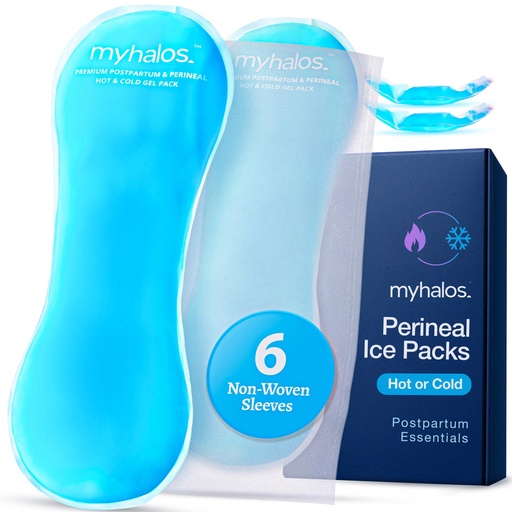 [BRSREBI5CIMWYC32] MyHalos Perineal Ice Packs, Postpartum Care for C-Section & Hemorrhoids | Hot or Cold Use, Soothing Cooling Pads, After Birth Essential, Reusable, Flexible Fit, Freezer Safe, Gentle, Postpartum