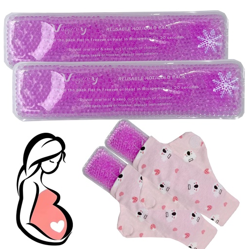 [BRSRACQNORYA4AD4] 2 Perineal Cold Packs for Maternity Postpartum Care, Pink | Postpartum Cooling Pads with Washable Cotton Sleeves, Hot & Cold Ice Wraps for Hemorrhoids and After Birth Recovery