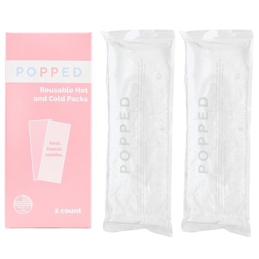 [BRSROYIRPICBOHQ2] Popped Reusable Postpartum Ice Packs, Perineal Hot and Cold Packs, 2 Count | For C Section Recovery, Hemorrhoids & Cramps, Gel Stays Flexible when Frozen, Freezer or Microwave, 9 x 3 in, Made in USA