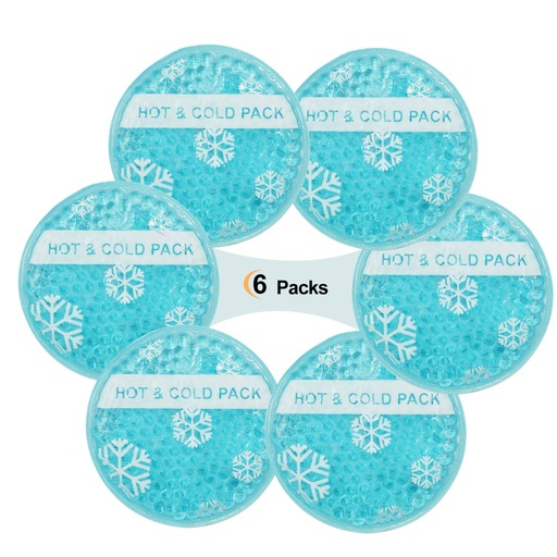 [BRSWGFAEOIGQEHLX] OLESILK Small Round Gel Beads Ice Packs with Cloth Backing, 6 Packs | Reusable, Hot and Cold Therapy for Breastfeed Injury, Kids Pain Relief, Headache, Tired Eyes, Wisdom Teeth, Sinus Relief