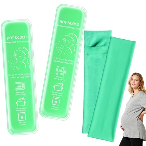 [BRSREGAPBF5Q22DZ] Postpartum perineal ice Pack, Hot and Cold Ice Pack for Women After Pregnancy, Postpartum Ice Pack for Recovery, Affordable & Reusable，2 Ice Packs and 2 Washable Sleeves. (Pink Flower) (Green)