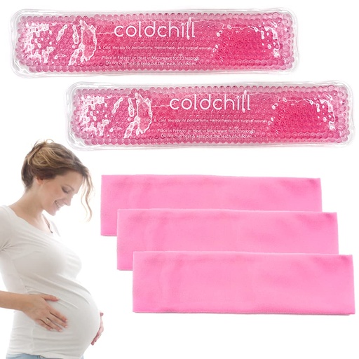 [BRSW2CYRB55R4F3O] Reusable Perineal Ice Packs for Postpartum & Hemorrhoid Pain Relief, Hot & Cold Pack for Women After Pregnancy, 2 Ice Pack and 3 Cover. (Pink)