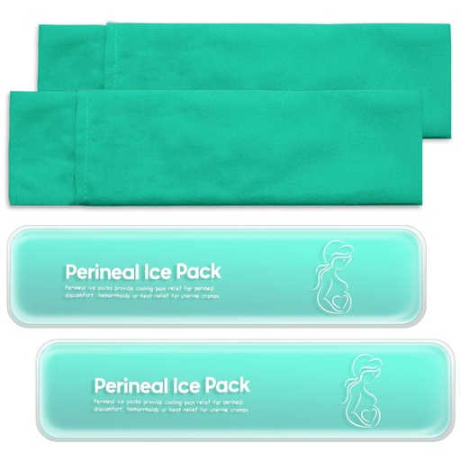 [BRSRAZAQBFYQOCAY] Perineal Cooling Pad, 2 Reusable Gel Ice Packs with 2 Soft Sleeves & Resealable Bag, Cold Therapy for Postpartum Comfort, Hemorrhoid Cooling & Post-Surgery, Hot or Cold Use, Green