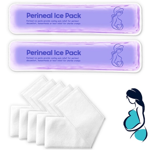 [BRSRMEAPDN5QOC3U] Perineal Ice Packs for Postpartum Reusable, Perineal Cold Packs, Postpartum Hemorrhoid Pain Childbirth Recovery Care, 2 Gel Pads+5 Washable Sleeves (Purple)