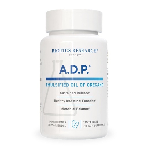 [BRSWIYLZBMMGIFA7] BIOTICS RESEARCH A.D.P. Emulsified Oil of Oregano Tablets for GI Health -Sustained Release for High Absorption Contains Carvacrol, Wild Oregano Oil 50mg/S - Patented Formula -Non GMO –120 Tablets