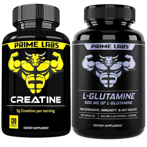 [BRSRABATCACWY333] Prime Labs Creatine Monohydrate (120 ct) + L Glutamine (180 ct)