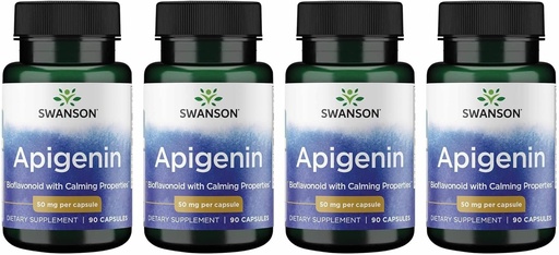 [BRSWGFAZDIJWM3DP] Swanson Apigenin-Bioflavonoid Supplement Natural Prostate Support-Metabolism & Nerve Health Support-Can Support Sleep & Relaxation 90 Caps, 50mg Each 4 Pack