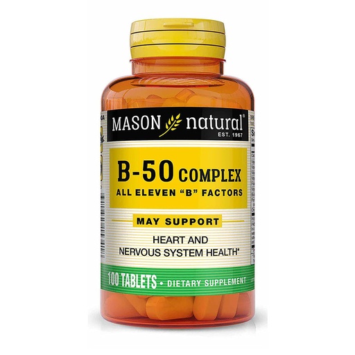 [BRSWIZL7OIFBAFDC] Mason Vitamins Super B 50 Complex All Eleven "B" Factors Tablets, 60 Count