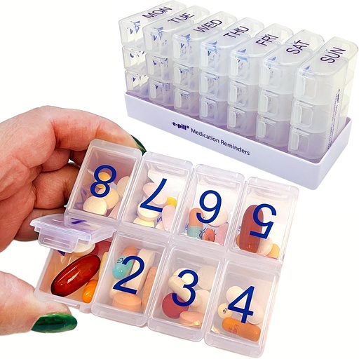 [BRSRM2T2AVYRY3Y7] e-Pill 8 Times a Day x 7 Day Large Weekly Pill Organizer, Vitamin, and Medicine Box (Clear)