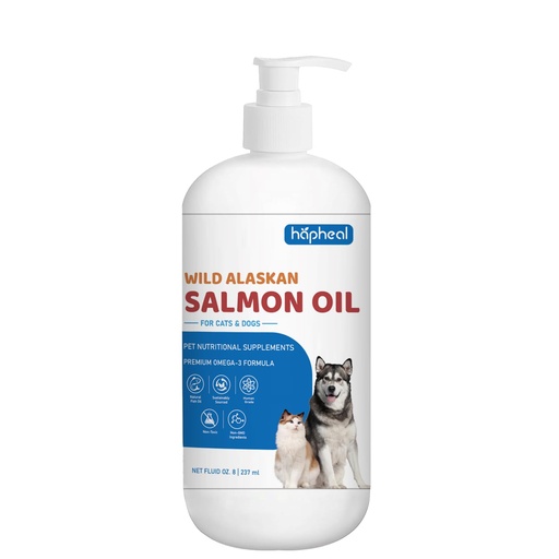 [BRSRAFI2BECRGGTV] Wild-Caught Salmon Oil for Dogs & Cats - Omega 3 EPA DHA,Fish Oil Liquid Supplement for Skin & Coat, Joint & Bone Health (8 FLOZ)