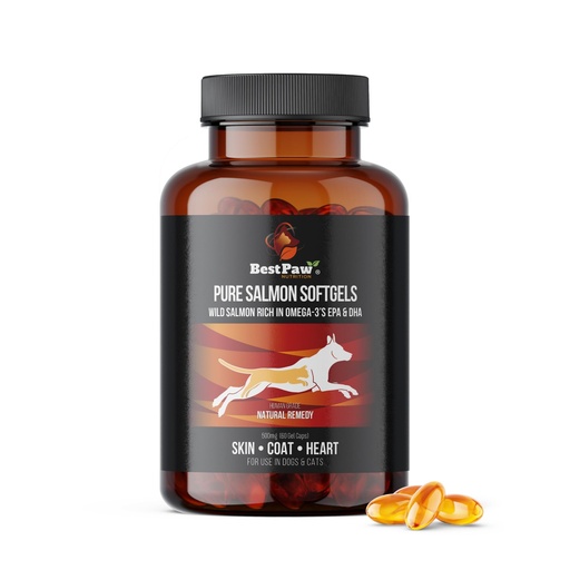 [BRSWKHDRCEEAEDQZ] Wild Alaskan Salmon Oil for Dogs and Cats | Omega 3 Fish Oil Soft Gel Capsules | Skin and Coat, Joint and Heart Support | 500mg EPA DHA | 60 Count