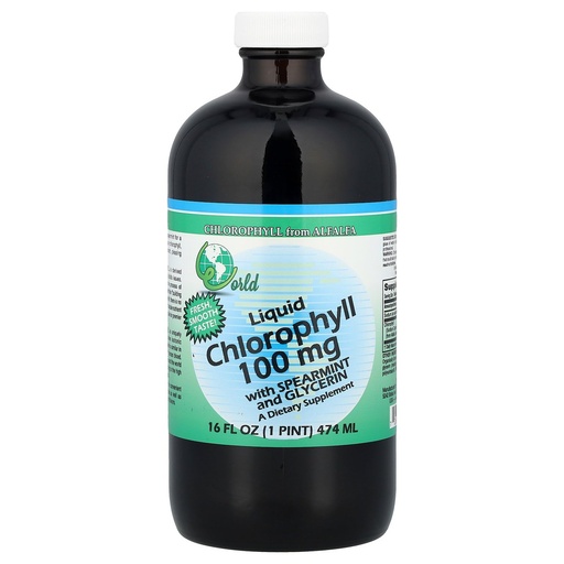 [BRSWIYTYOUIWKHA5] World Organics Liquid Chlorophyll Liquid with Spearmint, 16 Fluid Ounce