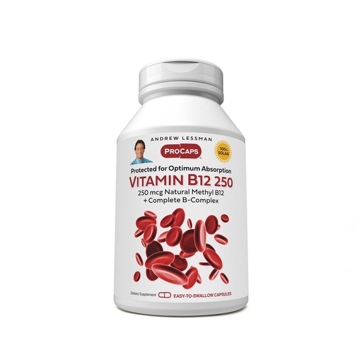 [BRSWKHD4C4OAG3TG] ANDREW LESSMAN Vitamin B12 250 360 Capsules - Absorption-Protected Methylcobalamin (Natural Coenzyme Vitamin B12), Essential for Energy and Stress Support, Plus B-Complex, Easy to Swallow Capsules | Methylcobalamin, B-Complex, Specialized Nutrient Delivery System, Easy-to-Swallow Capsules