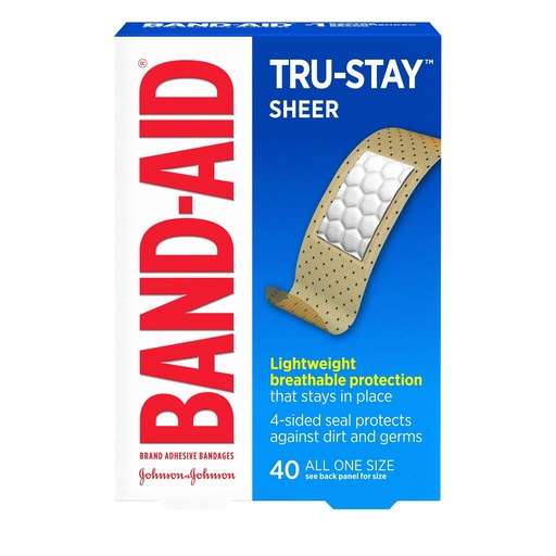 [BRSWIY35AAPWO2Y7] Band-Aid Brand Tru-Stay Sheer Strips Adhesive Bandages for First Aid and Wound Care, All One Size, 40 ct