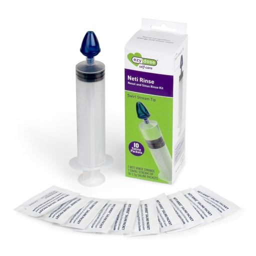 [BRSWIZY4DIIWACLI] Ezy Dose Sinus & Allergy Relief Syringe, Nose Rinse Kit, 10 Saline Packets | Nasal Irrigation for Sinus Pressure & Congestion Relief, Easy to Use for Clean Breathing at Home or Travel, BPA Free