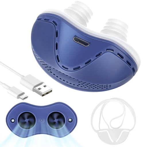 [BRSRY2T6OUPQA3T6] Anti Snore Device,Stop Snoring Reduction,Electric Anti Snoring Devices | Adjustable Airflow Snoring Solution Aids for Men & Women(Blue)