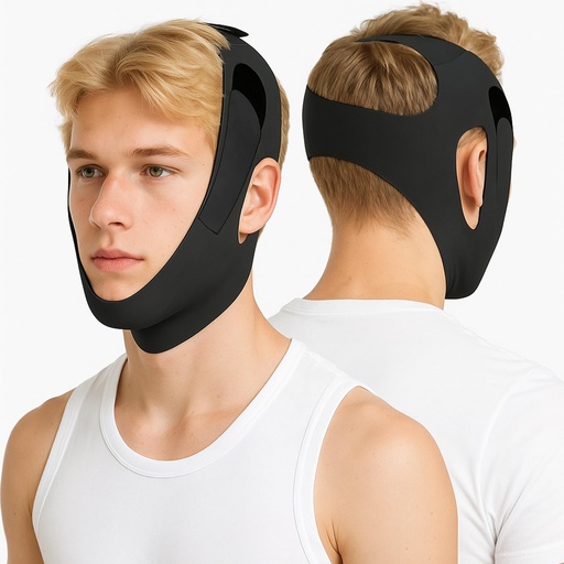 [BRSRYYIHDIPQM232] Chin Strap for Sleeping, Anti Snoring Devices for Men and Women | Effective Stop Snoring Solution, Adjustable V-Line Mask Elasticity, Anti Snoring Chin Strap Breathable and Reusable (Black)