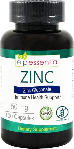 [BRSRMHQ6OZ7WYDLU] Zinc 50mg, Immune Support & Antioxidant Supplement 100 Capsules - Gluten Free and Non-GMO