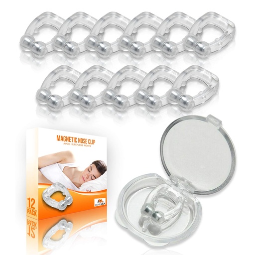 [BRSWYHA5DIGRSALZ] Mobi Lock Magnetic Nasal Clip (Pack of 12) - Silicone Nose Clip - A Simple Solution for Nasal Snorers - Reusable Snoring Device to Enjoy a Peaceful Night's Sleep | Magnet-guided tips, opens the nostrils, all-night hold, low-visibility, for travel
