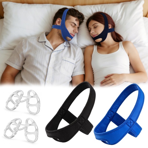 [BRSRGHQZBMFGM3AU] 2 Pcs Chin Strap for Sleeping,Adjustable Anti Snoring Chin Strap | Jaw Strap for Sleep for Men Women to Keep Mouth Closed,with 2 Nasal Clip(M+L),Stops Snoring & Dry Mouth