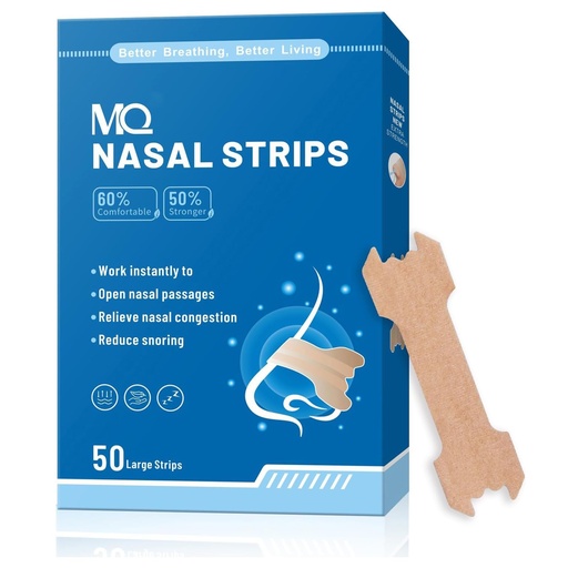 [BRSROCQNCIDWCD3Z] MQ 50ct Upgraded Nasal Strips for Snoring Nose Strips for Breathing Extra Strength Snore Strips to Open Nasal Passages, Relieve Nasal Congestion