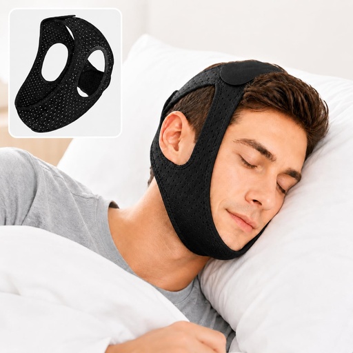 [BRSRYYYKCQBQ2CA7] Anti Snoring Chin Strap for Sleeping, Adjustable Breathable Sleep Support with Secure Fit, Soft Comfortable Jaw Support Strap for Men & Women, Stays in Place for Quiet Restful Sleep