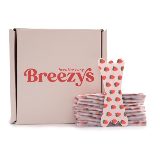 [BRSRAZIYDNYWCHTB] Breezys Nasal Strips | Cute Nose Breathing Tape for Better Sleep, Anti Snoring Solution, Nasal Congestion Relief - Extra Strength and Comfortable Universal Fit | 25 Ct (Strawberries and Cream)