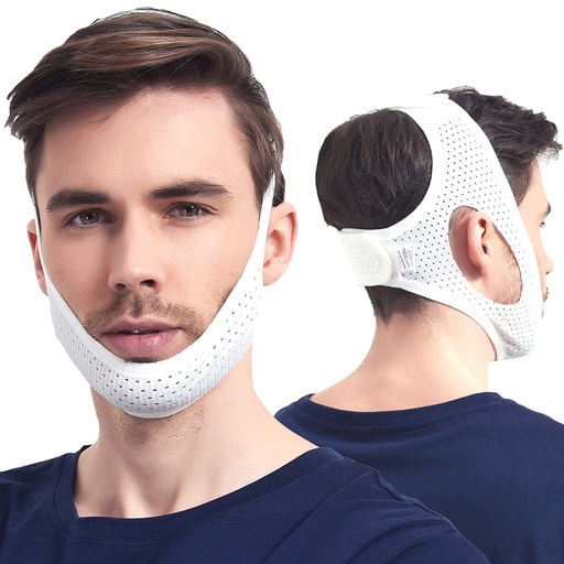 [BRSWGCY3AUFGMELG] Anti Snoring , Cpap Users, Comfortable Mesh White Cpap Chin Straps for Men Women, Effective Adjustable Anti Snore Chin Straps to Keep Mouth Closed While Sleeping