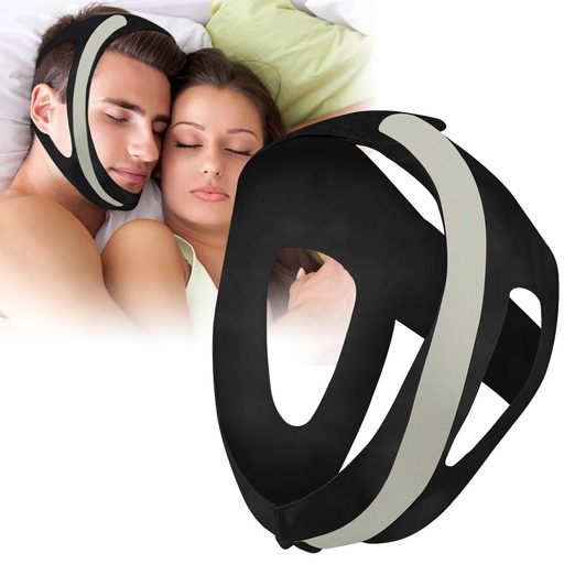 [BRSRGYALBEFRQHL7] Chin Strap for Sleeping,Anti Snoring Chin Strap for CPAP Users,V-Line Lifting Mask,Adjustable and Breathable Chin Strap-Keep Mouth Closed for Effectively Reduce Snoring (Black-White)