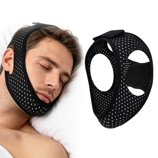 [BRSRYZA6PMNAODLL] Gosknor Chin Strap for Sleeping, Adjustable Airflow Chin Strap | Breathable & Comfortable Chin Straps Reusable Airflow Chin Strap Practical Sleeping Supplies for Women and Men(Black)