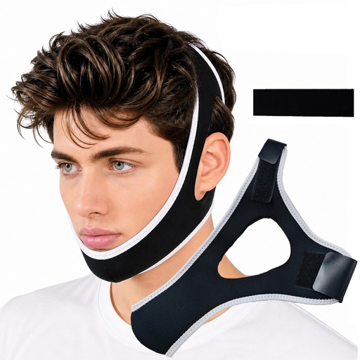 [BRSRY2QTCIFGKDI2] Anti Snoring Chin Strap, Chin Strap for Sleeping, Premium Airflow Jaw Strap, Stop Snoring Chin Strap, Snoring Solution for Men and Women, Breathable Chin Strap, Snoring Chin Strap (White~)