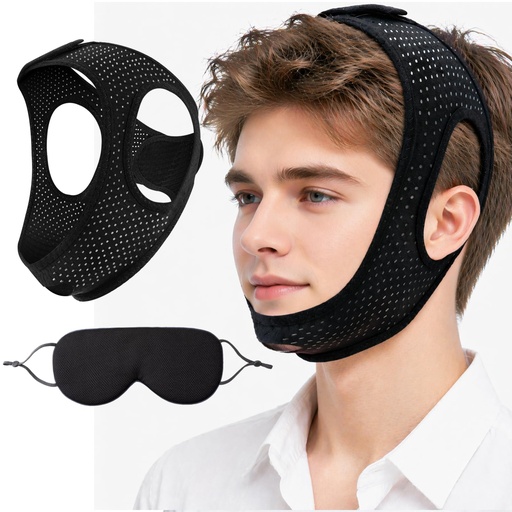 [BRSRYY34DJ7QECL5] Chin Strap for Sleeping-Anti Snoring Solution with Sleep Eye Mask | Chin Strap for Snoring,Don't Fade,Adjustable and Breathable Chin Strap-Keep Mouth Closed for Effectively Reduce Snoring