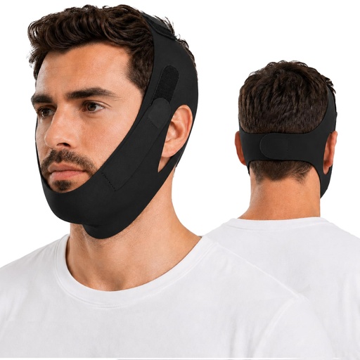 [BRSRYYD7BYBWO2T2] Chin Strap for Sleeping, Anti Snoring Devices Elasticity Adjustable | Cpap Users Breathable Traceless Snore Stopper to Keep Mouth Closed, Effective Stop Snoring Solution for Men Women(Black)