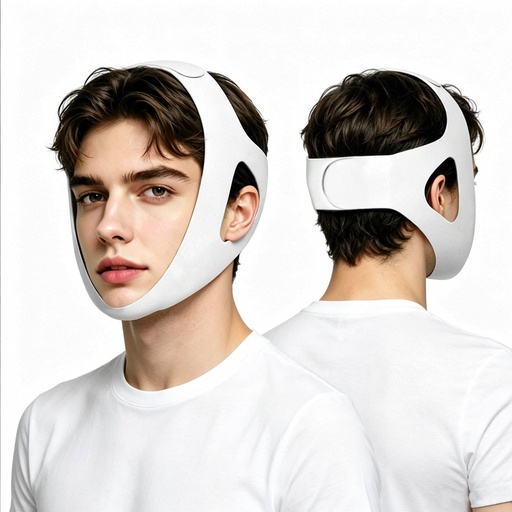 [BRSRGAA6AF5GK23J] Anti Snoring Chin Strap for Sleeping, Snore Stopper, Stop Snoring Device | Breathable, adjustable chin strap. Soft jaw support keeps mouth closed. Reduces snoring. Fits men, women. Grey.