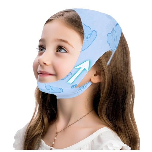 [BRSRYYDRPMNA223K] Chin Strap for Sleeping Kids - Professional Anti-Snoring Solution, Chin Strap for Snoring, Breathable and Adjustable, Fits Kids 3'9"-5'3" Tall and Weighing 33-132 lbs (Blue Cartoon)