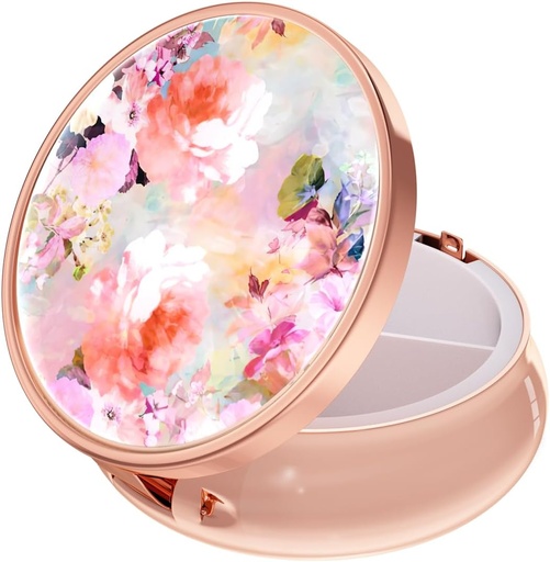 [BRSRMBINDN6RUC3U] Rouidr Pill Box, 3 Compartment Medicine Pill Case, Small Pill Box for Purse & Pocket, Metal Travel Pill Box, Pill Container Medicine Holder Vitamin Container, Unique Gift, Rose Gold(Watercolor Flower)