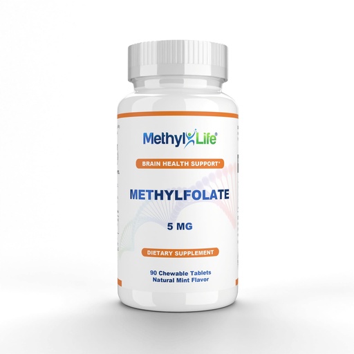 [BRSWIED7CEHRGH3Y] Methyl-Life® L-Methylfolate 5 mg - Chewable Active Folate Tablets with ultrapure Form of Cerebrofolate® (L-5-MTHF, Calcium) | Vegan, Non-GMO, Gluten-Free | 90 Chewable Tablet