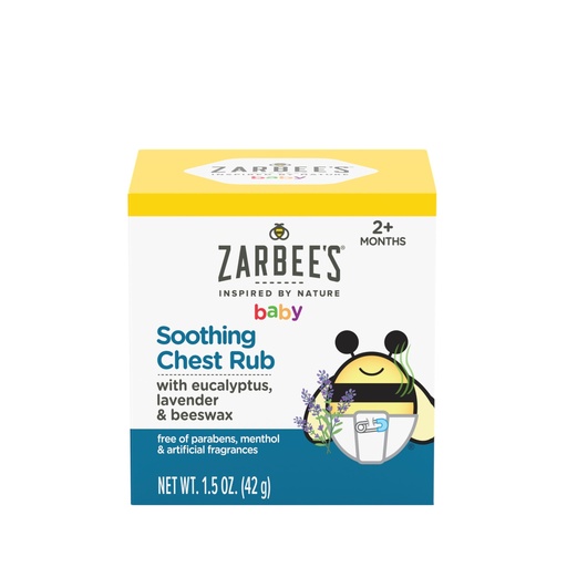 [BRSWKGD6OV7BMCLU] Zarbee's Baby Soothing Chest Rub with Eucalyptus & Lavender, Petroleum-Free Safe and Effective Formula, 1.5 Ounce