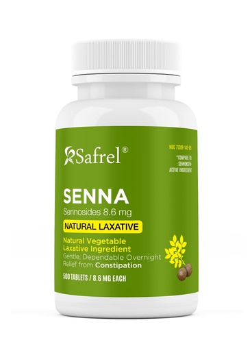 [BRSW2HA7C56BOG3J] Safrel Senna 8.6 mg Tablets – Natural Sennosides Vegetable Laxative for Constipation, Bloating, Gas, Irregularity Relief. Safe Overnight Relief | Generic Senokot, Original Value Pack (500 Count)