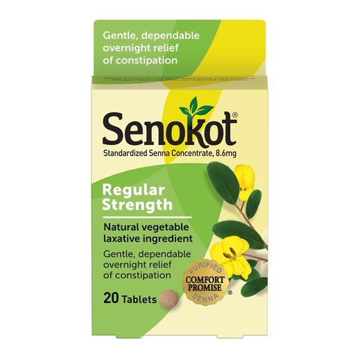 [BRSWIYL6B4GAOFI3] Senokot Regular Strength, Natural Vegetable Laxative Ingredient senna for Gentle Dependable Overnight Relief of Occasional Constipation, 20 Tablets