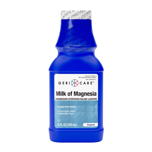 [BRSRACACDMFGMCTF] GeriCare Milk of Magnesia, Magnesium Hydroxide 1200mg | Original Flavor | Constipation Relief | Cramp-Free, Saline Laxative | 12 Fl Oz (Pack of 1)