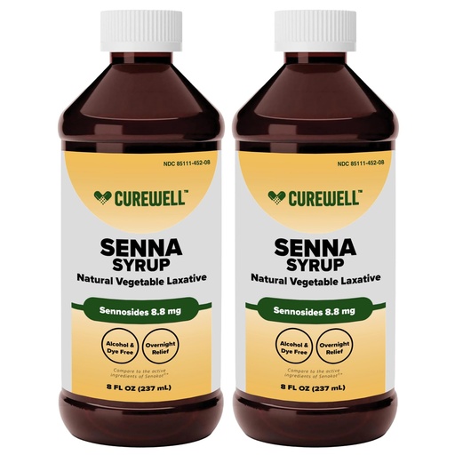 [BRSRYEL5AAFBOFI7] Senna Liquid Laxative Syrup 8 oz, Sennosides 8.8 mg/5 mL Pack of 2 | Relieves Occasional Constipation, Natural Vegetable Stimulant Laxative, Dye-free, Alcohol-free, Overnight relief