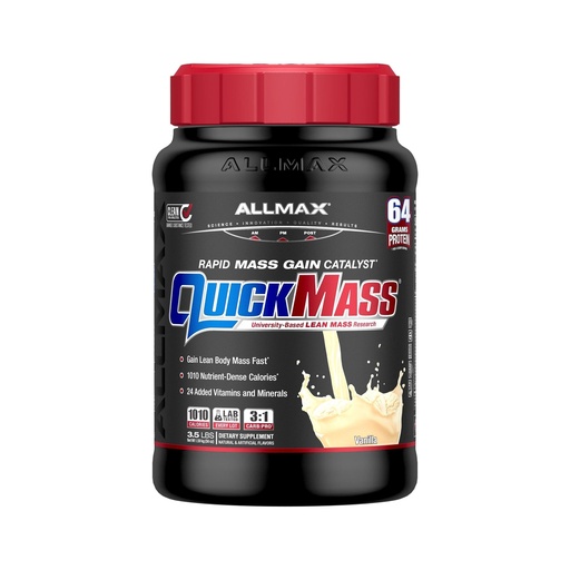 [BRSRMAI7BN7AAG37] ALLMAX QUICKMASS Mass Gainer Powder, Vanilla, 3.5 lb | Supports Lean Muscle Growth, Enhances Recovery, 64g Protein, 1,010 Calories, 3:1 Carb-to-Protein Ratio