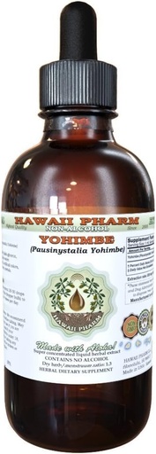 [BRSWKEACCEPAIDLM] Hawaii Pharm Yohimbe Bezalkohola šķidruma ekstrakts, Yohimbe šķidrums (Pausinystalia Yohimbe) Kaltēts Bark Glycerite Natural Herbal Pielikums, USA 4 fl.oz